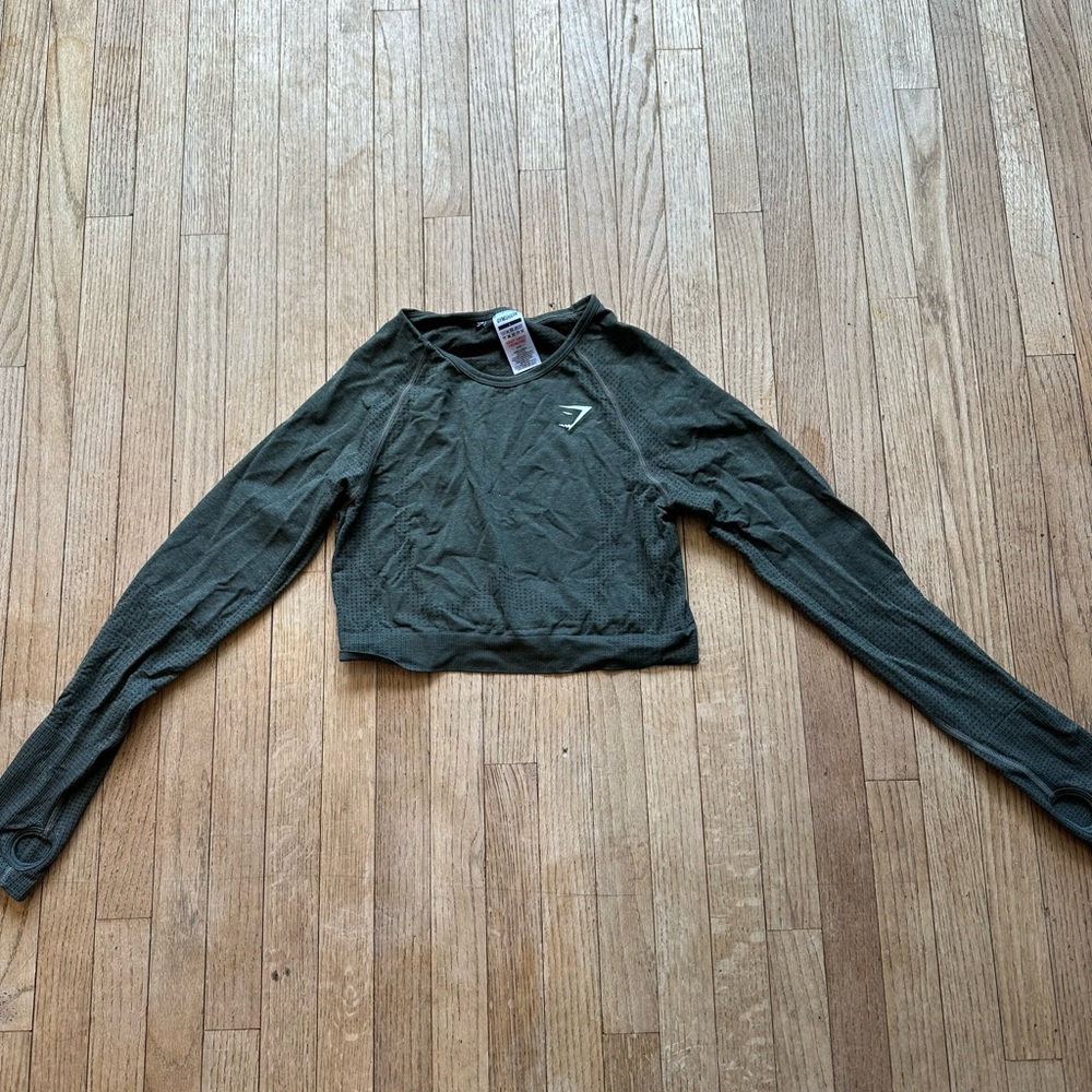 Gymshark Vital Seamless Crop Top Base Green Marl